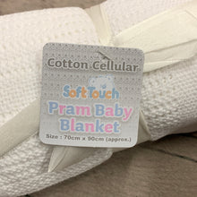Load image into Gallery viewer, Pram or Moses Basket White Cellular Blanket 70 x 90 cms
