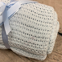 Load image into Gallery viewer, Pram or Moses Basket Cellular Blanket Pale Blue 70 x 90 cms
