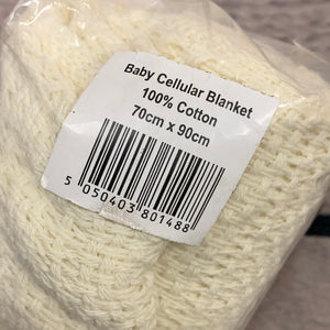 Pram or Moses Basket Cellular Blanket Cream 70 x 90 cms