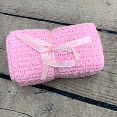 Pram or Moses Basket Pink Cellular Blanket 70 x 90 cms