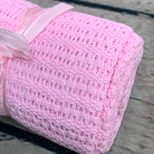 Load image into Gallery viewer, Pram or Moses Basket Pink Cellular Blanket 70 x 90 cms