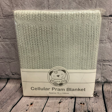 Pram or Moses Basket Grey Cellular Blanket