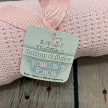 Load image into Gallery viewer, Pram or Moses Basket Pink Cellular Blanket 70 x 90 cms