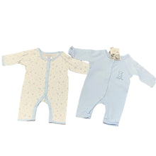 Load image into Gallery viewer, Premature Baby Sleepsuits 100% Cotton Upto 5LBS Blue &amp; White Pack of 2