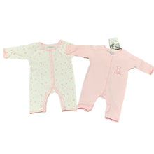 Load image into Gallery viewer, Premature Baby Sleepsuits 100% Cotton Upto 5LBS Pink &amp; White Pack of 2 (