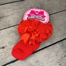 Load image into Gallery viewer, Girl's Tutu Frilly Frou Frou Ankle  Socks Red 0-18 Months