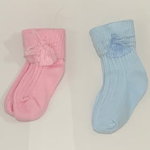 Load image into Gallery viewer, Boys Girls Tassle Ankle Socks Pink Pale Blue