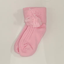 Load image into Gallery viewer, Boys Girls Tassle Ankle Socks Pink Pale Blue