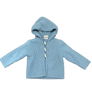 Baby Boys Blue Hooded Knitted Jacket