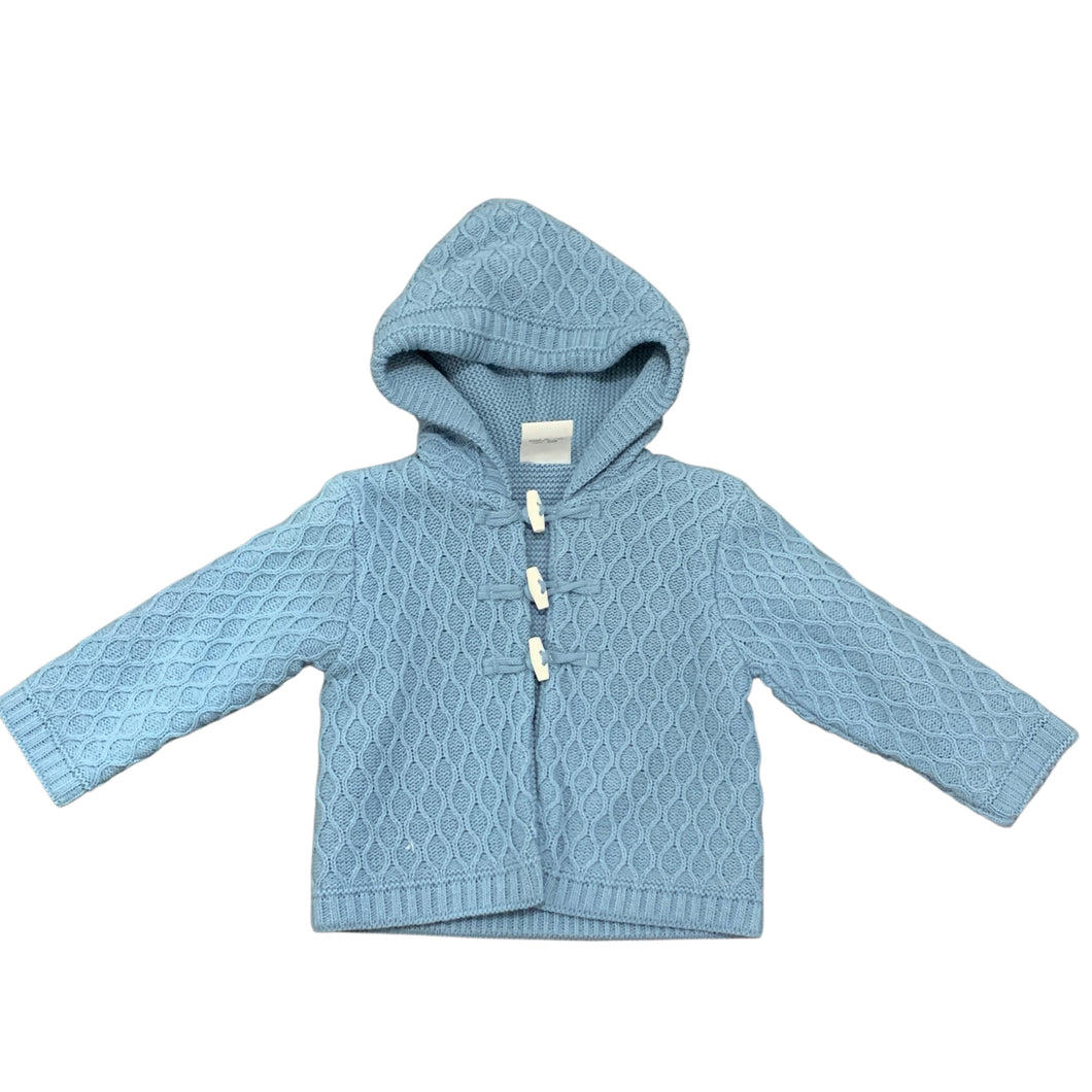 Baby Boys Blue Hooded Knitted Jacket