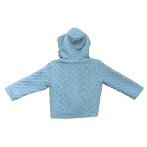 Baby Boys Blue Hooded Knitted Jacket