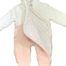 Load image into Gallery viewer, Baby Girls All in One Pram Suit with Hood Pink White Snowsuit
