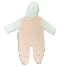 Load image into Gallery viewer, Baby Girls All in One Pram Suit with Hood Pink White Snowsuit