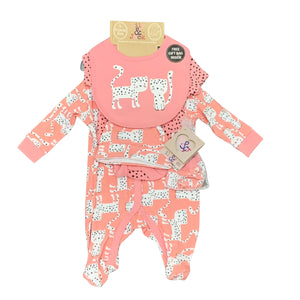 Baby Girls 5 Piece Outfit Pink with Cat Design