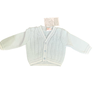 Baby Boys Pale Blue Knitted Cotton Cardigan Guiseppe from Pex