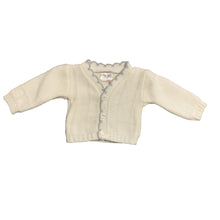 Load image into Gallery viewer, Baby Girls Knitted V Neck Cardigan White &amp; Grey