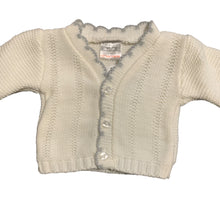 Load image into Gallery viewer, Baby Girls Knitted V Neck Cardigan White &amp; Grey