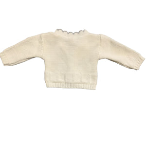 Baby Girls Knitted V Neck Cardigan White & Grey