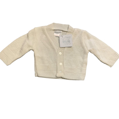 Baby Boys Knitted V Neck Cardigan  White