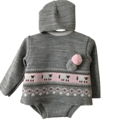Baby Girls Grey and Pink 3 Piece Outfit