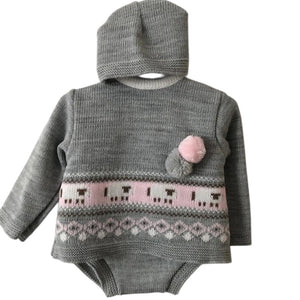 Baby Girls Grey and Pink 3 Piece Outfit