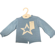 Load image into Gallery viewer, Baby Boy&#39;s Blue &amp; White 3 Piece Knitted Outfit