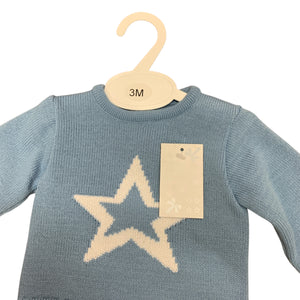 Baby Boy's Blue & White 3 Piece Knitted Outfit
