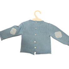 Load image into Gallery viewer, Baby Boy&#39;s Blue &amp; White 3 Piece Knitted Outfit