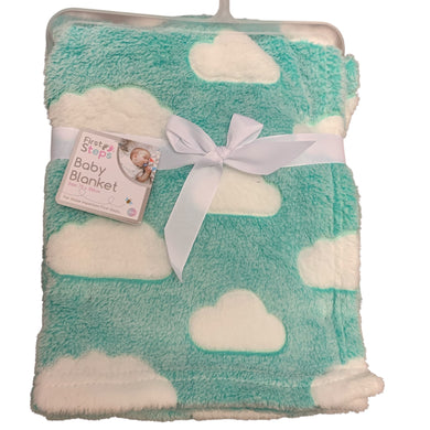 Soft Fllece Baby Wrap Mint & White 75 x 100 cms