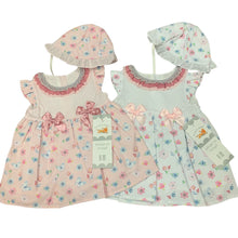 Load image into Gallery viewer, Portuguese Baby Dress &amp; Sun Hat Pink White Flowers -