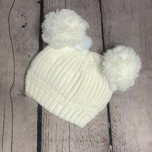 Load image into Gallery viewer, Baby Knitted Double Bobble Hat 0-12 Months Blue White Pink Cream Navy