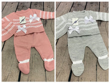 Load image into Gallery viewer, Baby Girl's 3 Piece Knitted Outfit 0-3 Months Pink or Grey