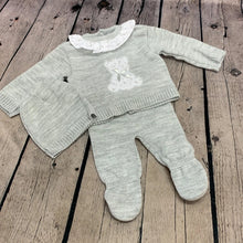 Load image into Gallery viewer, Baby Girl's  or Boy's 3 Piece Knitted Outfit 0-3 Months Pale Blue  or Grey