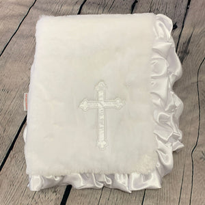 White Christening Baptism Shawl for Baby