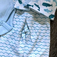 Load image into Gallery viewer, Newborn Baby Boy&#39;s 4 Piece Outfit Romper Blue &amp; White