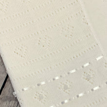 Load image into Gallery viewer, White Christening Baptism Shawl for Baby with Ribbon Detail