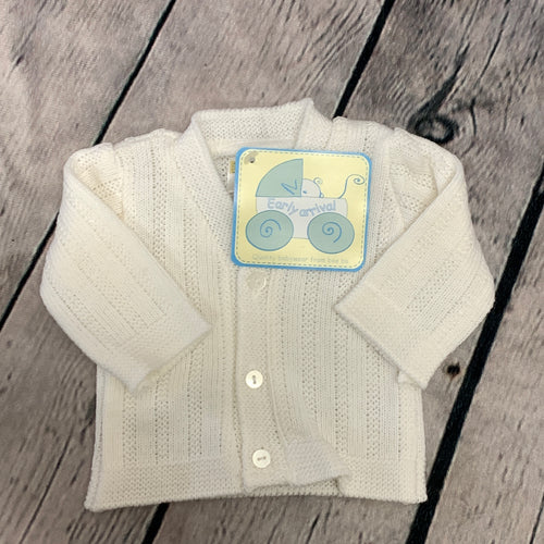 Tiny Baby Newborn Baby Boy's White Long Sleeved Cardigan