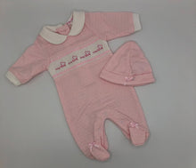 Load image into Gallery viewer, Premature Preemie Prem Tiny Baby Girl&#39;s or Boy&#39;s all in one Outfit with Smocking- Pink or Blue