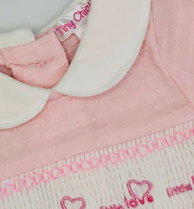 Premature Preemie Prem Tiny Baby Girl's or Boy's all in one Outfit with Smocking- Pink or Blue