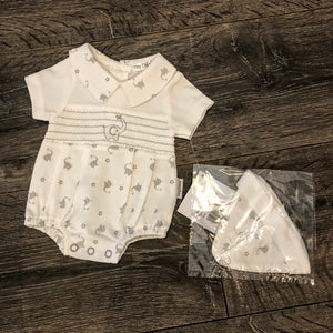 Tiny Baby Boy's or Girl's Premature Baby Romper Set White & Grey - 2859