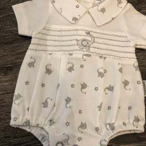Tiny Baby Boy's or Girl's Premature Baby Romper Set White & Grey - 2859