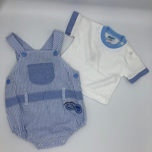 Baby Boy's 2 Piece Romper Suit Blue & White - 7778