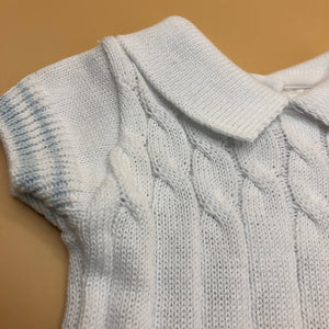 Baby Boy's Knitted Cotton Suit 1 Piece White Romper - 5197
