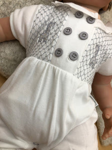 Baby Boy's or Girl's Premature Baby Tiny Baby Outfit-White & Grey - 8270