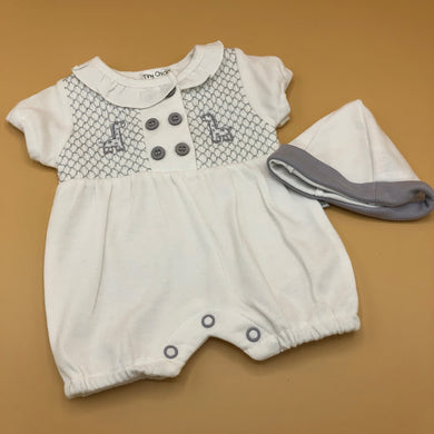 Baby Boy's or Girl's Premature Baby Tiny Baby Outfit-White & Grey - 8270