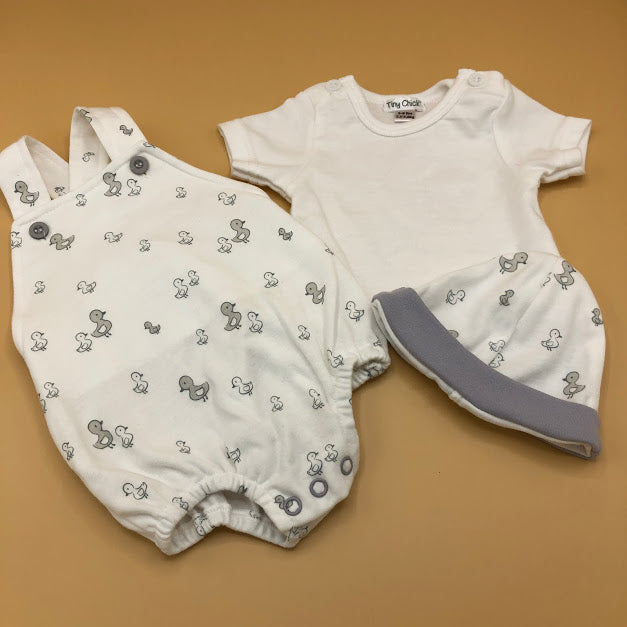 Baby Boy's or Girl's Premature Baby Tiny Baby Outfit-White & Grey - 7909