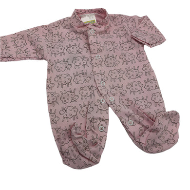 Tiny Baby Premature Baby Sleep Suits (Sleepsuits) Pink 100% Cotton -3966