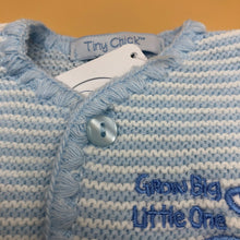 Load image into Gallery viewer, Tiny Baby and Premature baby Boy&#39;s cardigan in Blue Dinosaur Applique