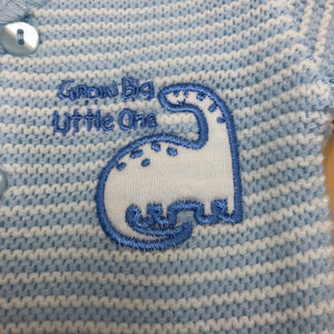 Tiny Baby and Premature baby Boy's cardigan in Blue Dinosaur Applique
