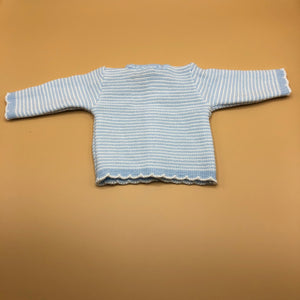 Tiny Baby and Premature baby Boy's cardigan in Blue Dinosaur Applique